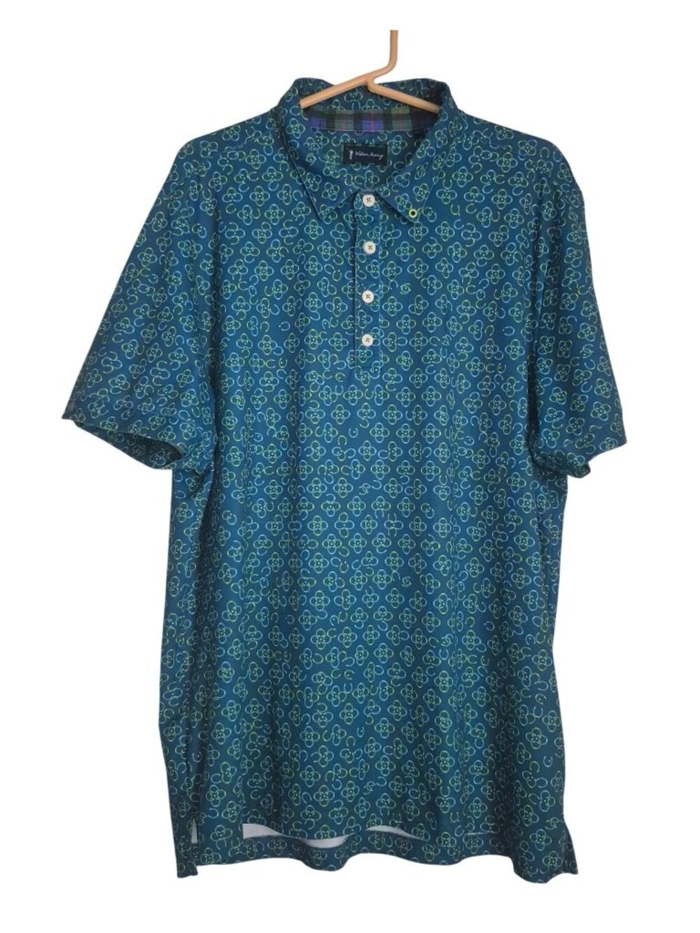 William Murray Polo Shirt TPC Las Vegas Blue Golf Horseshoe Short Sleeve Large